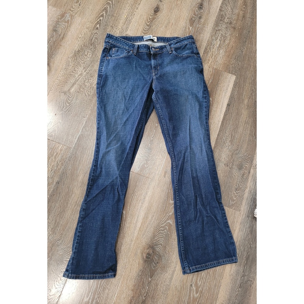 Signature Levi Strauss Women's Bootcut Jeans Low Rise Dark Wash Denim Size 12 #P